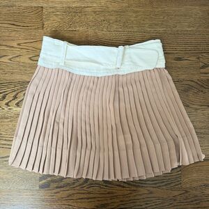 A.L.C. Tan and White Pleated Mini Skirt